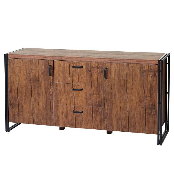 Mendler dressoir HWC-A27, ladekast, 3D structuur 2 opbergvakken 80x160x40cm MDF metaal, wild eiken look, 57039+57040