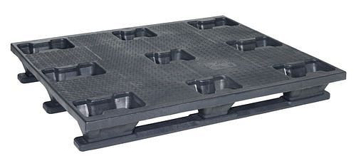 DENIOS industriële pallet, gemaakt van PE-RE, 1000 x 1200 x 155 mm, 3 lopers, VE van 5, 312641