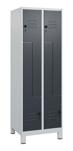 C+P Z-Spind Classic PLUS, Füße, 4 Abteile, 1800x600x500mm, 7035/7016, Drehriegel, 0800137-204 S10008