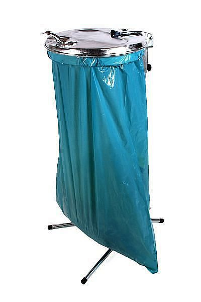 Renner vuilniszakkenstandaard 70-120 L, stationair, breedte 425 mm x diepte 525 mm x hoogte 985 mm, verzinkt, met gegalvaniseerd stalen deksel, 8005-20