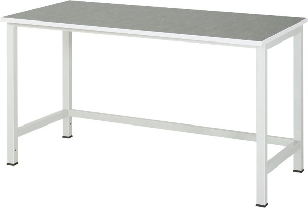 RAU werktafel serie 900, gemarmerd universeel/linoleum bekleding, 1500x825x800 mm, 03-900-1-L25-15.12