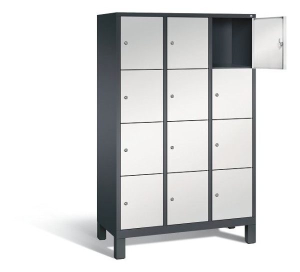 C+P lockerkast Evolo, H1850xB1200xD500mm, kleur: zwartgrijs/lichtgrijs, 48010-324 S10207
