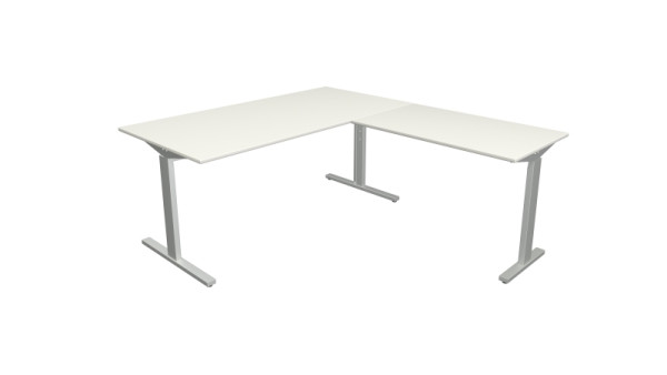 Kerkmann hoekwerkstation Form 2, bureau B 1600 x D 800 x H 700-820 mm, aanschuiftafel 1000 x 600 x 700-820 mm, wit, 11023010
