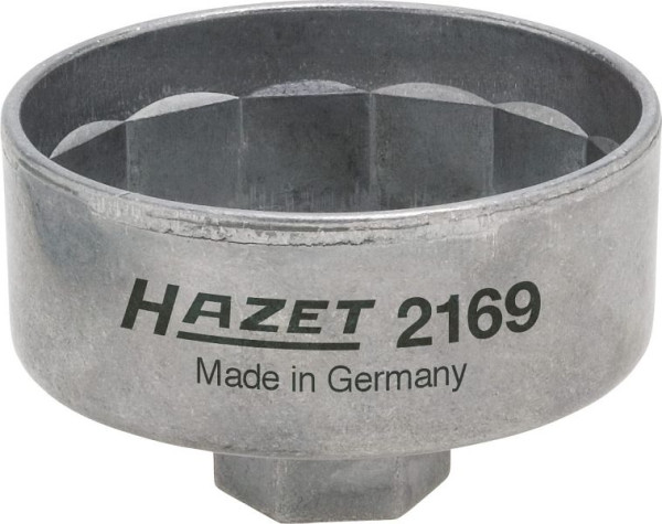 Hazet oliefiltersleutel, hol vierkant 10 mm (3/8 inch), 14-punts buitenprofiel, 82 mm, voor MANN en KNECHT filters, 2169
