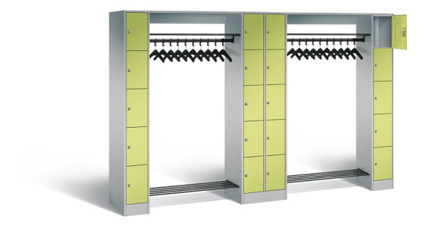 C+P open garderobe serie 8070, H1950xW2840xD480mm, kleur: wit aluminium / virid groen, 80730-20 S10186