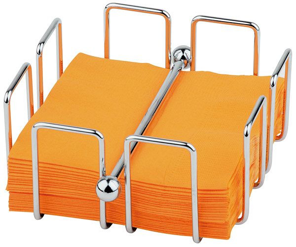 APS servethouder -BAR-, 14 x 14 cm, hoogte: 6,5 cm, verchroomd metaal, voor circa 50 cocktailservetten, inclusief gewicht, 11762