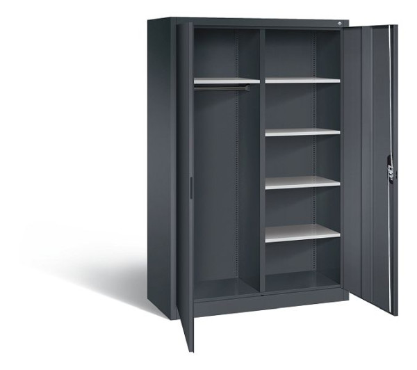 C+P archief/garderobekast Acurado, H1950xB1200xD500mm, kleur: zwart-grijs, verzonken handgreep, 9480-30 S10024