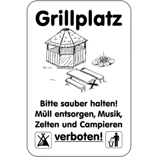 Steen HGS speciaal bord, barbecueplek, graag schoonhouden!, afval weggooien..., 400 x 600 mm, 15033