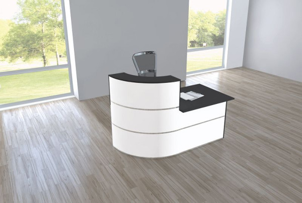 Kerkmann balie Cento 2, B 1800 x D 950 x H 1100 mm, wit/antraciet, 21385110