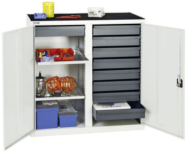 stumpf gereedschaps- en materiaalkast serie 3000, 7035/7035, 9 laden 100 mm, 2 onderzetters, 3002907