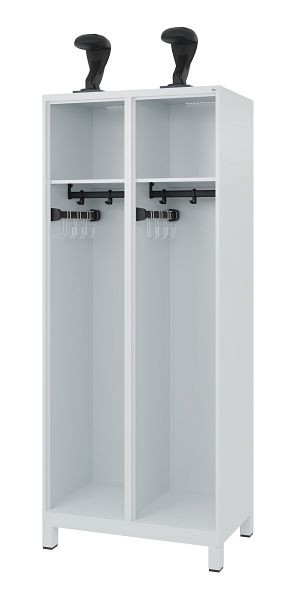 C+P Evolo brandweerkast, model EXPERT, 2 compartimenten, H1850B800T500 mm, lichtgrijs, voeten, 0491015-22 S10006