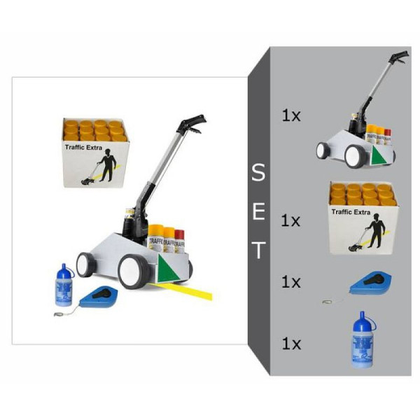 Stein HGS HGS markeerwagen -Perfect Striper- complete set, markeerwagen -Perfekt Striper-, inclusief 1 doos (12 blikken), markeerverf -Traffic Extra-, wit, 10156-01