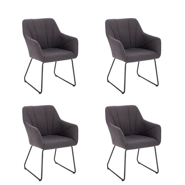 HOME DELUXE armleuningstoel set van 4 PAKU – geweven stof antraciet, 50881