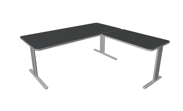 Kerkmann Unic bureau B 1800 x D 800 x H 750 mm, aanbouwelement 1000 x 600 mm, antraciet, 11334613