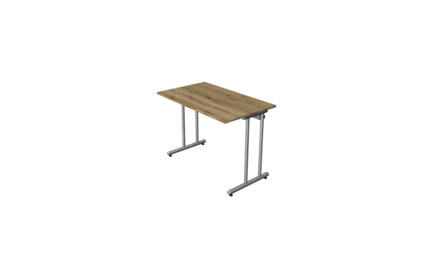 Kerkmann bureau start-up, B 1000 x D 600 x H 750 mm met C-voetframe in aluminium zilver, eiken, 11439055