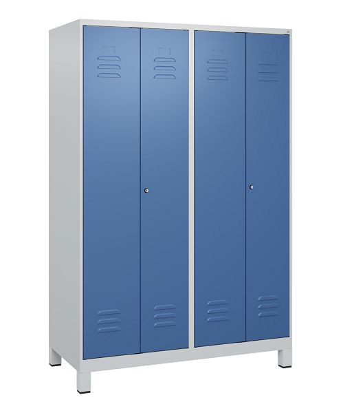 C+P luierkluis Classic PLUS, dubbele locker, voeten, 4 vakken, 1800x1200x500mm, 7035/5023, cilindersloten, 0800127-40P S10020
