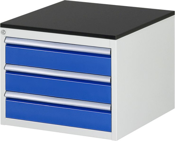 RAU ladekast serie 7000, B580 x D650 x H460 mm, 3 x lade afmeting L 3xH120 mm, werkblad met melamineharscoating, 03-L2.3A-M.11
