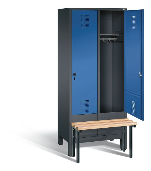 C+P Evolo garderobe, H1850xW810xD815mm, kleur: zwartgrijs / gentiaanblauw, 48030-22 S10058