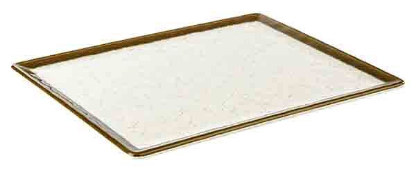 APS GN 1/2 dienblad -STONE ART-, 32,5 x 26,5 cm, hoogte: 1,5 cm, melamine, binnenkant: decor, wit, rand: bruin, 84520