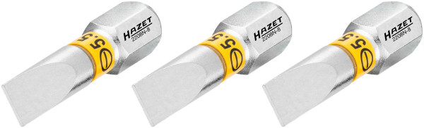 Hazet bit, massief zeskant 6,3 (1/4 inch), sleufprofiel, 0,8 x 5,5 mm, aantal gereedschappen: 3, 2208N-8/3