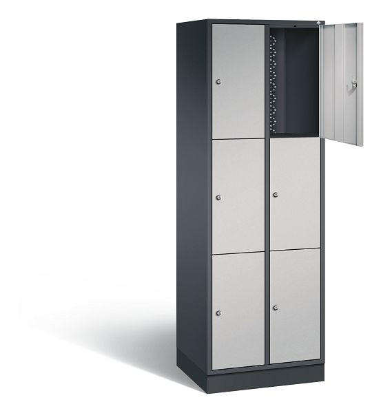 C+P lockerkast Intro, H1950xW620xD490mm, kleur: zwart-grijs/wit aluminium, 8370-201 S10007