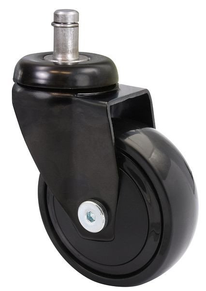 WAGNER Möbel-Lenkrolle 3C-SERIE Durchmesser 75mm, TPE, schwarz, soft, Kugellager Tragkraft 75kg, Stift 11x22mm, VE: 4 Stück, 1227761