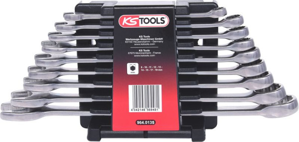 KS Tools RVS ringsteeksleutelset, haaks, 9-delig, 964.0135