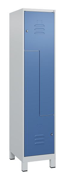 C+P Z-Spind Classic PLUS, voeten, 2 vakken, 1800x400x500mm, 7035/5023, cilindersloten, 0800137-122 S10020