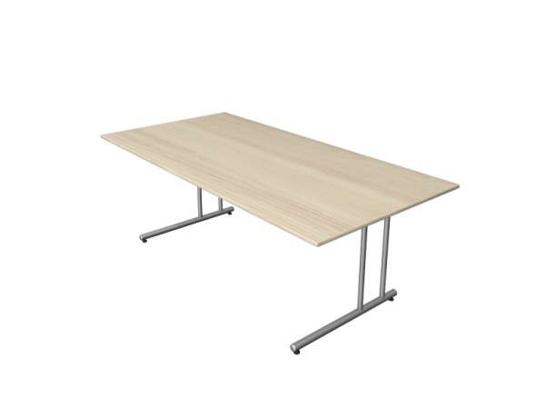 Kerkmann bureau start-up, extra groot, B 2000 x D 1000 x H 750 mm met C-voetframe in aluminium zilver, esdoorn, 11434250