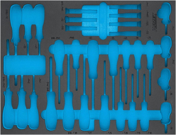 Hazet 2-componenten zachtschuiminleg, voor 163-524/31 Afmetingen / lengte: 519 mm x 392 mm Organisatiesysteemmaat: 3/3+ (519 x 392 mm), 163-524L