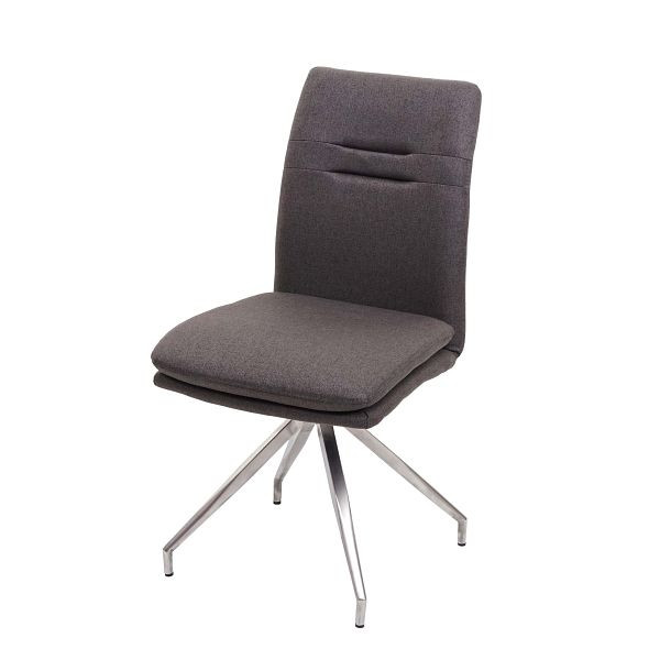 Mendler eetkamerstoel HWC-H70, keukenstoel, fauteuil, stof/textiel geborsteld RVS, grijsbruin, 73921