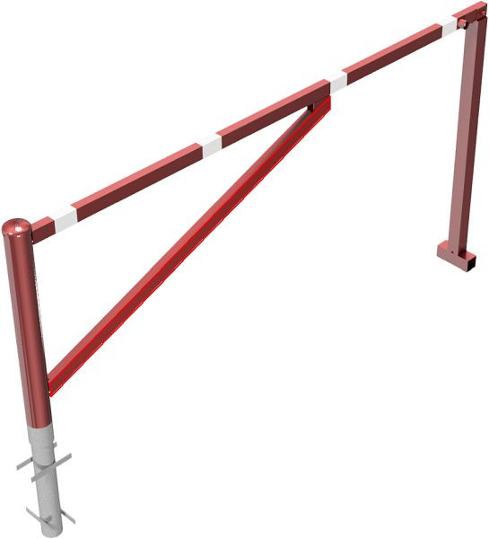 Schake draaihek, voor inzetting in beton, thermisch verzinkt en rood gecoat, dagbreedte: 2500 mm, met driehoekslot, 413_250FB