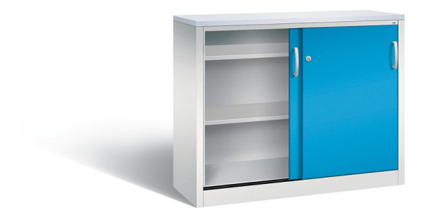 C+P dressoir met schuifdeuren Acurado, H1000xB1200xD400mm, kleur: lichtgrijs/lichtblauw, beugelgreep, 2046-00 S10211