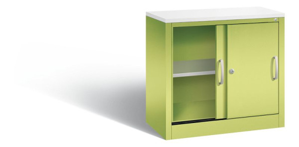 C+P dressoir met schuifdeuren Acurado, H720xB800xD400mm, kleur: Viridin groen / Viridin groen, beugelgreep, 2 niveaus, 5722-00 S10333