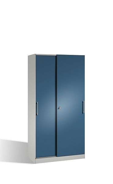 C+P schuifdeurkast Asisto, H1980xB1000xD435mm, kleur: lichtgrijs / verre blauw, beugelgreep, 5 niveaus, 142002-000 S10109