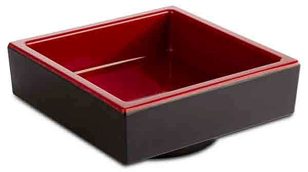 APS Bento Box -ASIA PLUS-, 7,5 x 7,5 cm, hoogte: 3 cm, melamine, binnenkant: rood, glanzend, buitenkant: zwart, mat, 15485
