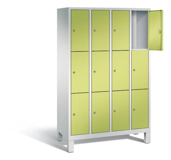 C+P lockerkast Evolo, H1850xB1190xD500mm, kleur: lichtgrijs / virid groen, 48010-403 S10082