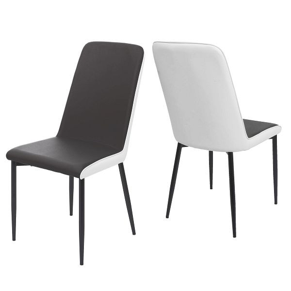 Mendler set van 2 eetkamerstoelen HWC-F26, stoel keukenstoel, imitatieleer, zitting zwart, 69489
