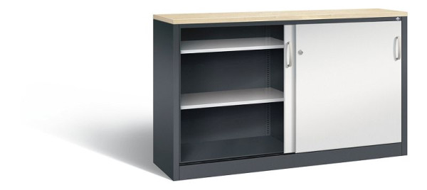 C+P dressoir met schuifdeuren Acurado, H1000xB1600xD400mm, kleur: zwartgrijs/lichtgrijs, beugelgreep, 2146-00 S10159