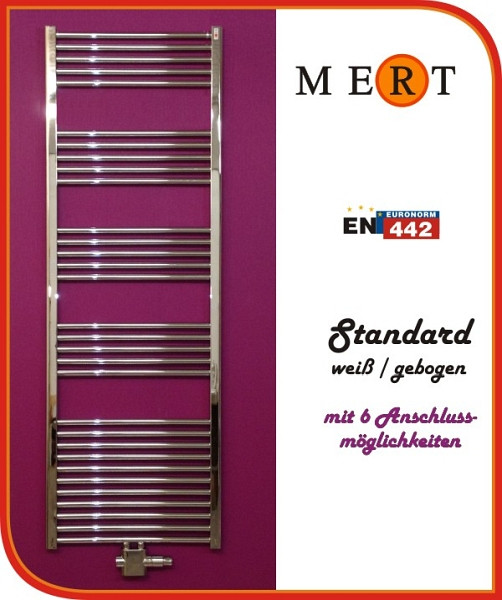MERT badkamerradiator chroom recht, 400 x 1200 mm, centrale aansluiting, 3-40x120-M