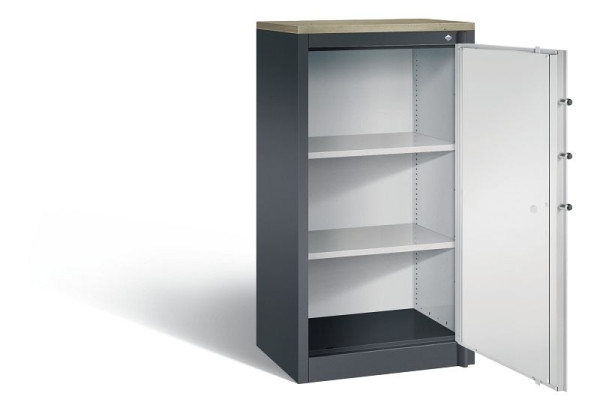 C+P brandbeveiligingskast Certos, H1226xB650xD500mm, kleur: zwartgrijs/lichtgrijs, handgreep, 3 OH, 1160-000 S10422