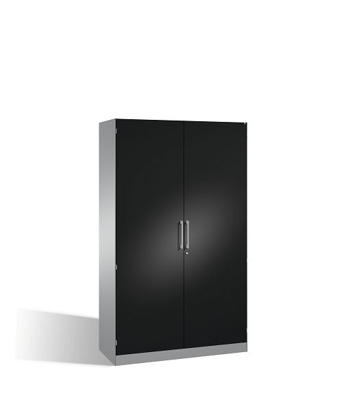 C+P vleugeldeurkast Asisto, H1980xB1200xD435mm, kleur: wit aluminium / zwartgrijs, beugelgreep, 5 niveaus, 141001-000 S10172