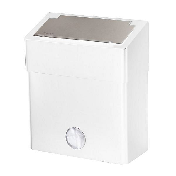 Air Wolf hygiëne-afvalcontainer voor maandverband, serie Omega, H x B x D: 424 x 278 x 125 mm, wit roestvrij staal, 29-452
