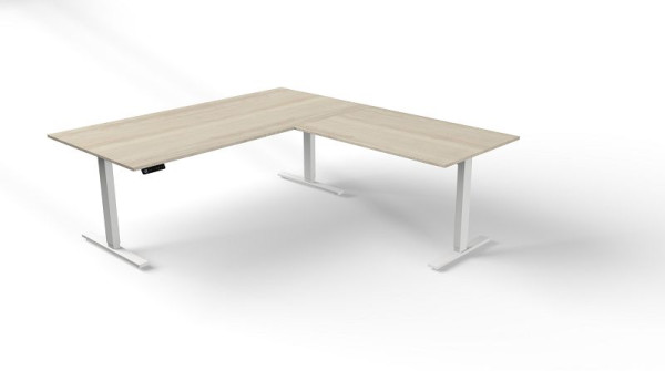Kerkmann zit-statafel B 2000 x D 1000 mm met aanbouwelement, elektrisch in hoogte verstelbaar van 720-1200 mm, Move 3, kleur: esdoorn, 10382850