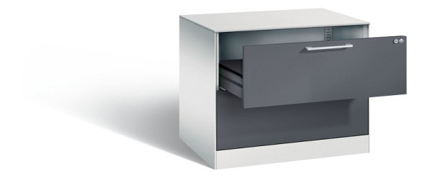 C+P archiefkast Asisto, H710xB800xD600mm, kleur: lichtgrijs/zwartgrijs, beugelgreep, 146273-222 S10038