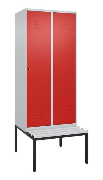 C+P luierkluis Classic PLUS met middenwand, 2 vakken, 2120x800x815mm, 7035/3020, cilindersloten, 0800507-22F S10017
