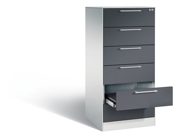 C+P archiefkast Asisto, H1310xB562xD600mm, kleur: lichtgrijs/zwartgrijs, beugelgreep, 146224-622 S10089