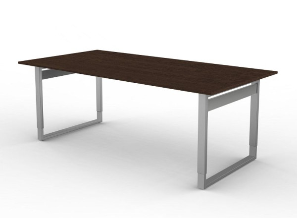 Kerkmann bureau extra groot / vergadertafel met ijzeren frame, vorm 5, B 2000 x D 1000 x H 680-820 mm, wenge, 11407751