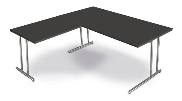 Kerkmann hoekige werkplek van bureau B 1600 x D 800 x H 680-820 mm, Artline, kleur: antraciet, 11767013