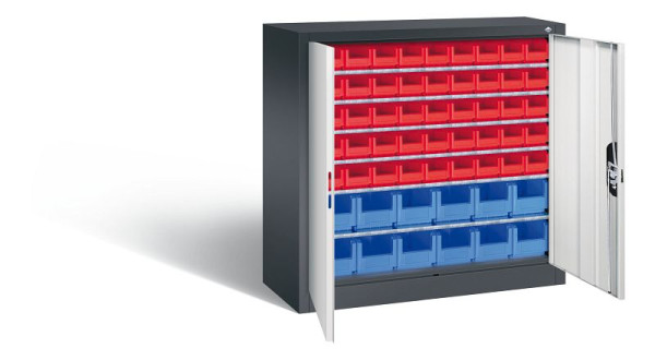 C+P tijdschriftenkast serie 13, H1000xB1000xD420mm, kleur: zwartgrijs/lichtgrijs, verzonken handgreep, 133944-25 S10015